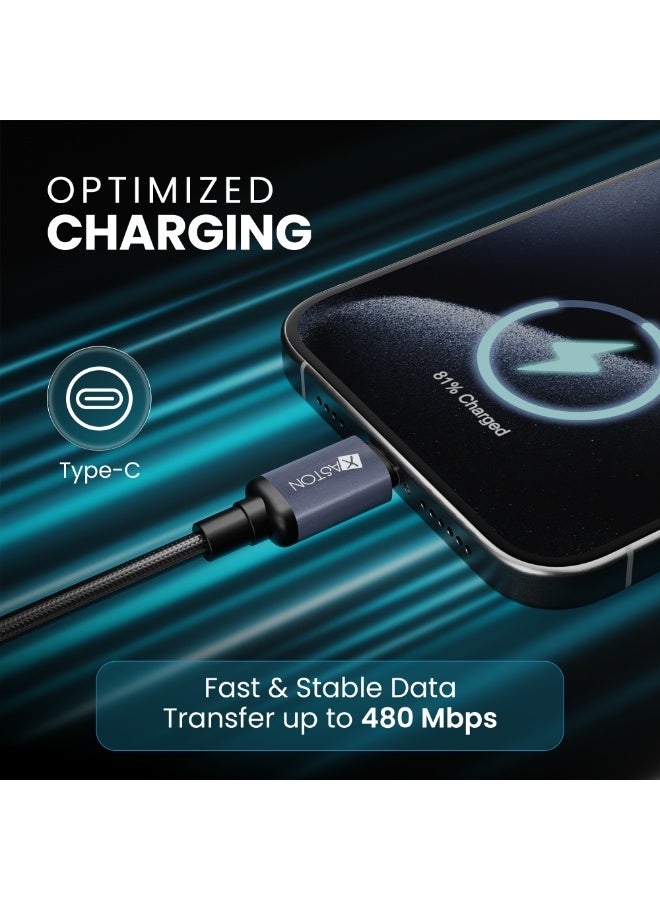 اكساستون كابل USB من النوع C إلى النوع C بقوة 240 واط وطول 2 متر | كابل شحن فائق السرعة بتقنية PD لأجهزة iPhone 15 Series وMacBook Pro/Air وأجهزة الكمبيوتر المحمولة والأجهزة اللوحية وأجهزة Android | توصيل طاقة 5 أمبير، مزامنة بيانات عالية السرعة | كابل شحن سريع متين ومضفر من النايلون - Image 5